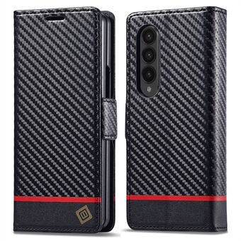 LC.IMEEKE til Samsung Galaxy Z Fold4 5G læder pung etui Stand Carbon Fiber Texture Telefon Cover