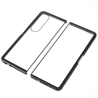 Til Samsung Galaxy Z Fold4 5G telefoncover Magnetisk adsorption metalramme + hærdet glas klart telefoncover