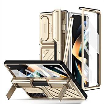 Til Samsung Galaxy Z Fold4 5G Kickstand PC Telefon Case Skydekamerabeskyttelse Dropproof Cover med hærdet glasfilm / Stylus