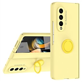 Til Samsung Galaxy Z Fold4 5G Macaron telefoncover med frontskærmsfilm Hard PC Kickstand Case Support Magnetisk bilmontering