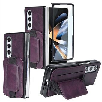 Til Samsung Galaxy Z Fold4 5G etui i kunstlæder+PC-kortspor og støtteben til telefonen