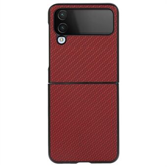 Til Samsung Galaxy Z Flip4 5G Carbon Fiber Texture Phone Shell PU-læderbelagt hård pc+blødt TPU stødabsorberende cover