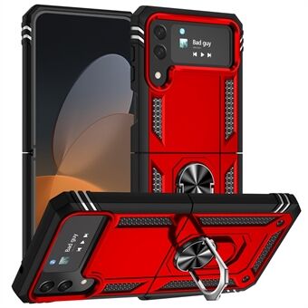 Til Samsung Galaxy Z Flip4 5G Military Grade Protection Phone Case TPU + PC Kickstand Cover med indbygget metalplade