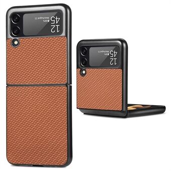 Til Samsung Galaxy Z Flip4 5G Carbon Fiber Texture Lædercoated PC Anti-fingeraftryk Anti-drop telefoncover