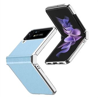 Til Samsung Galaxy Z Flip4 5G Litchi Tekstur Metalramme PU-læder + PC-bagcover Anti-fingeraftryk telefoncover