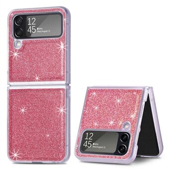 Til Samsung Galaxy Z Flip4 5G Anti-drop Glitter Pailletter Telefon Cover PU Læder Coated PC Hard Cell Phone Case