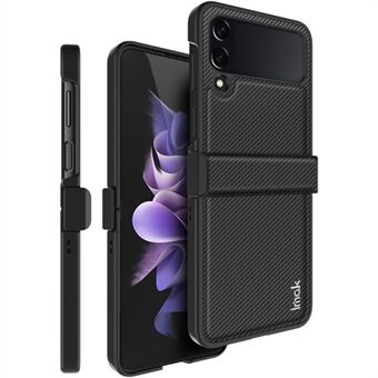 IMAK Ruiyi Series til Samsung Galaxy Z Flip4 5G Carbon Fiber Texture Lædercoated PC Case Drop-proof telefoncover