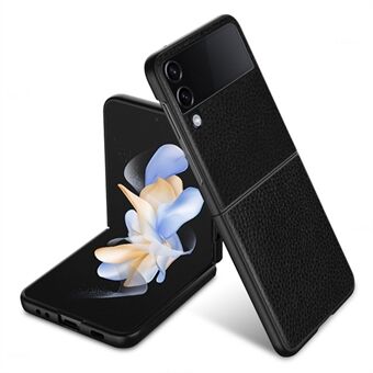 Til Samsung Galaxy Z Flip4 5G Ridsefast, faldsikkert læderbelagt pc-telefoncover Mobiltelefoncover