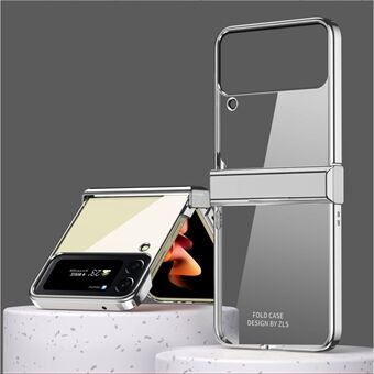 Til Samsung Galaxy Z Flip4 5G galvaniseringsramme Transparent hård pc-telefontaske Foldeskal med hængsel