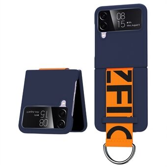 Til Samsung Galaxy Z Flip4 5G Anti-drop telefontaske Hard PC Ridsefast beskyttende bagcover med håndstrop og Ring