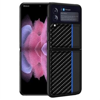 Til Samsung Galaxy Z Flip4 5G Carbon Fiber Texture Splejsning Anti-fald læder+PC mobiltelefon taske