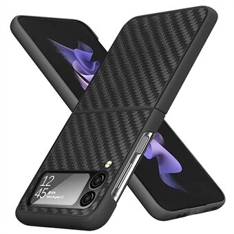 Til Samsung Galaxy Z Flip4 5G Carbon Fiber Texture Phone Case Anti-drop PC-cover med bagside Small Screen Film