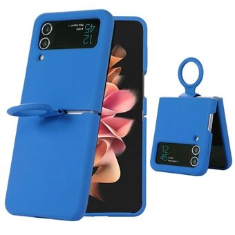 Til Samsung Galaxy Z Flip4 5G Flydende Silikone Foldetelefon Taske Finger Ring Holder Anti-ridse Beskyttende Cover