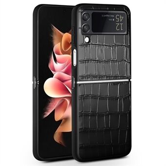 QIALINO til Samsung Galaxy Z Flip4 5G Crocodile Texture Top Layer Kohud Læder Coated PC Telefon Cover Anti-ridse Beskyttelsesetui