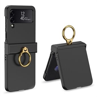 GKK Til Samsung Galaxy Z Flip4 5G Hængsel Beskyttelse Telefon Case Hard PC Metal Ring Holder Kickstand Non-Slip Shockproof Cover