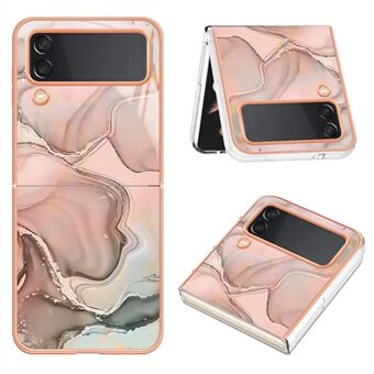 TPU-telefoncover til Samsung Galaxy Z Flip4 5G Galvanisering Anti-Drop-etui YB IMD Series-16 Style E 2,0 mm marmormønster IMD-bagcover