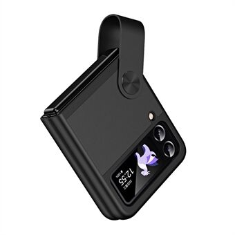 Til Samsung Galaxy Z Flip4 5G PU-læder + PC-telefontaske Fingerrem Holder Kickstand Cover