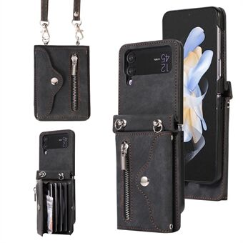 Kickstand telefontaske til Samsung Galaxy Z Flip4 5G RFID-blokeringskorttaske PU-læder+TPU-cover