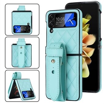 ZD 09 til Samsung Galaxy Z Flip4 5G beskyttelsescover med håndledsrem PU-læder hårdt pc-telefoncover