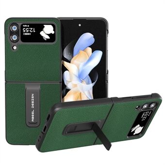 ABEEL til Samsung Galaxy Z Flip4 5G telefoncover Kickstand okselæder + PC Litchi Texture telefoncover