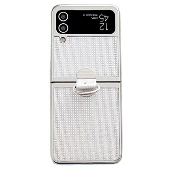 Til Samsung Galaxy Z Flip4 5G / Z Flip3 5G Ring Kickstand telefonetui Elektroplettering læderbelagt pc-cover