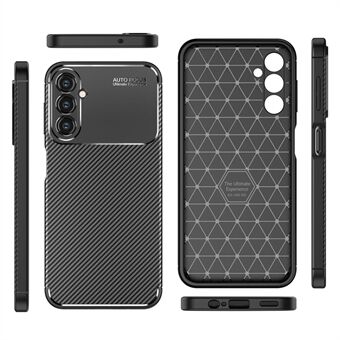 Til Samsung Galaxy A14 5G / 4G Carbon Fiber Texture TPU Telefon Bagcover Drop-proof Anti-ridse Cover - Sort