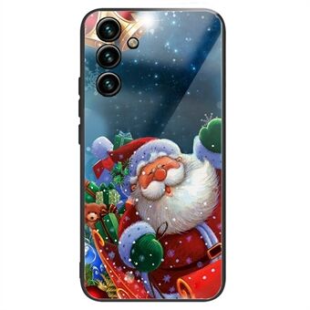 Til Samsung Galaxy A14 5G Dejligt julemønstertryk TPU + hærdet glas telefonbagcover Anti-drop Anti-ridse cover
