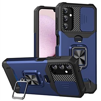 Til Samsung Galaxy A14 5G Kortholder Kickstand Telefon Case Hard PC Soft TPU Hybrid Cover med Slide Camera Linse Protector