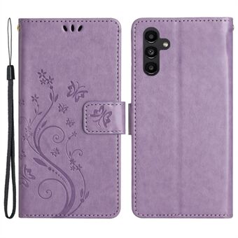 Til Samsung Galaxy A14 5G Flower Butterfly Imprinted Phone Wallet Case PU Læder Foldbart Stand Cover