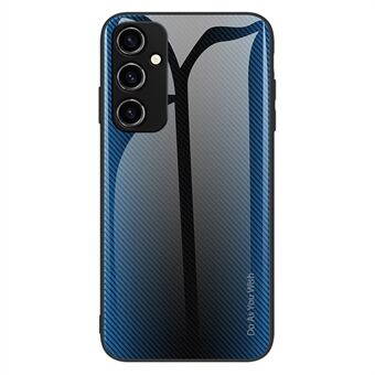 Til Samsung Galaxy A14 5G Anti-fald smartphone etui kulfiber tekstur hærdet glas mobiltelefon cover