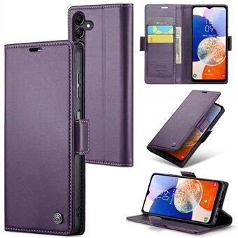 CASEME 023 Series Lædertelefontaske til Samsung Galaxy A14 4G / 5G , Litchi Texture RFID Blocking Wallet Stand Cover
