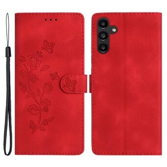 Til Samsung Galaxy A14 5G Flower Imprinted Phone Case Læder Wallet Flip Stand Cover