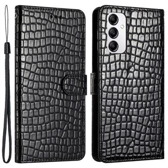 Stand til Samsung Galaxy A14 4G / 5G Crocodile Texture PU læder telefonpungetui med håndstrop