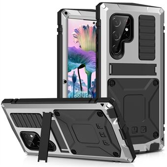 Til Samsung Galaxy S23 Ultra stødsikkert telefoncover TPU + Metal Hybrid Telefon Bagcover Kickstand