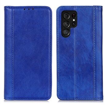 Til Samsung Galaxy S23 Ultra Drop-proof Litchi Texture Phone Case Split Læder Auto-lukkende Magnetic Flip Pung Cover med Stand