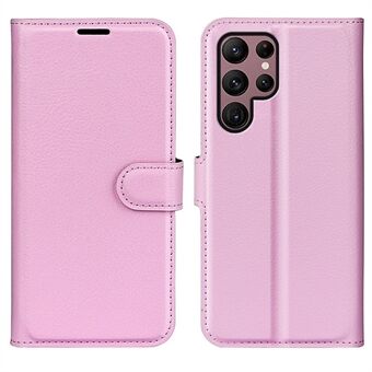 Til Samsung Galaxy S23 Ultra Mobiltelefon Taske Litchi Texture PU Læder Fuld beskyttelse Flip Stand Pung Telefon Cover