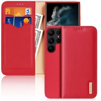 DUX DUCIS Hivo Series Wallet Phone Case til Samsung Galaxy S23 Ultra Shockproof Case RFID-blokerende ægte læder Folio Flip Cover med Stand