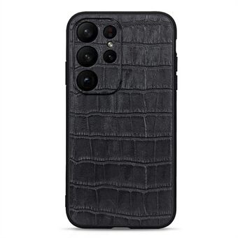 Til Samsung Galaxy S23 Ultra ægte læder Crocodile Texture telefontaske Drop-sikker mobiltelefon bagcover