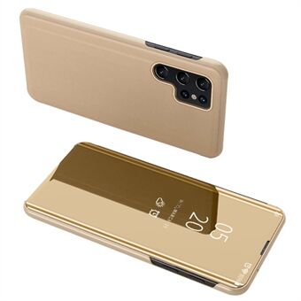 Til Samsung Galaxy S23 Ultra Stand Feature Spejl Galvanisering Udsigtsvindue PU Læder Taske Telefon Cover Protector