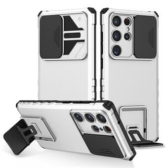 Til Samsung Galaxy S23 Ultra Slide Kamerabeskyttelse Kickstand Telefon Case PC + TPU beskyttelsescover