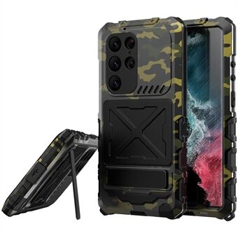 R-JUST til Samsung Galaxy S23 Ultra Phone Case Silikone + Metal Stødsikker Støvtæt cover med hærdet glasfilm
