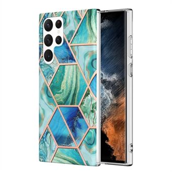 YB IMD Series-3 blødt TPU-telefoncover til Samsung Galaxy S23 Ultra, Scratch marmormønster IMD IML dobbeltsidet galvaniseringsbeskyttelsescover