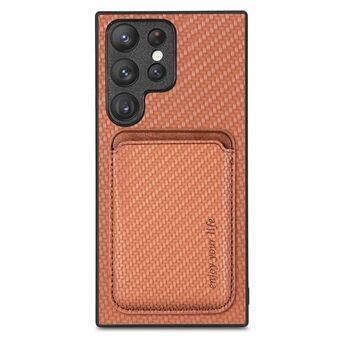 Til Samsung Galaxy S23 Ultra Carbon Fiber Texture 2-i-1 aftageligt telefoncover Kortholder PU-læder + TPU + PVC Hybrid-cover