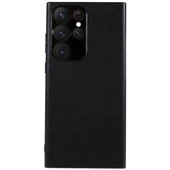 Til Samsung Galaxy S23 Ultra Metal Lens Design Anti-ridse Telefon Case PU Læder Coated TPU + PC Shockproof Cover - Sort