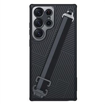 NILLKIN til Samsung Galaxy S23 Ultra Stripe Design TPU + PC-cover Anti-drop telefontaske med aftagelig håndstrop