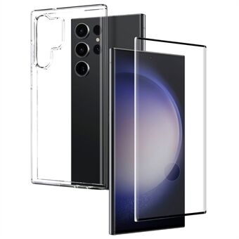 NORTHJO til Samsung Galaxy S23 Ultra TPU etui Klart telefoncover + 3D buet skærmbeskytter af hærdet glas