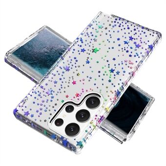 Til Samsung Galaxy S23 Ultra GW18 Clear Laser Pattern Bling Phone Case Tykket PC + TPU stødsikkert cover