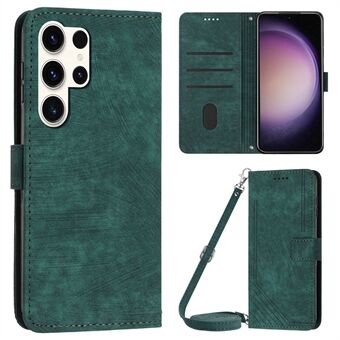 Til Samsung Galaxy S23 Ultra Wallet Phone Case Crossbody PU læder Stand Lines påtrykt flip cover