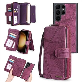 MEGSHI 004 Series Stand Case til Samsung Galaxy S23 Ultra aftagelig lynlås tegnebog PU læder telefoncover
