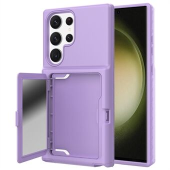 Til Samsung Galaxy S23 Ultra Cardcase Series PC + TPU telefontaske Spejldesign Kortpladser Kickstand fortykket cover